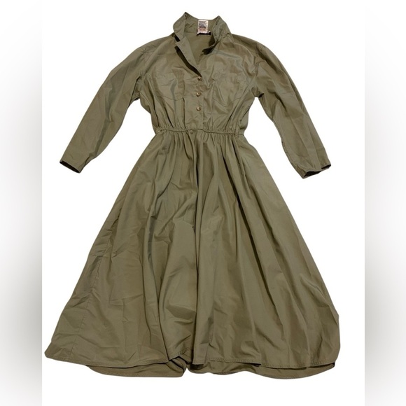 Raoul Dresses & Skirts - Vtg RAOUL Safari Utility Shirt Dress with Belt - Olive Green - Maxi- Soze 14